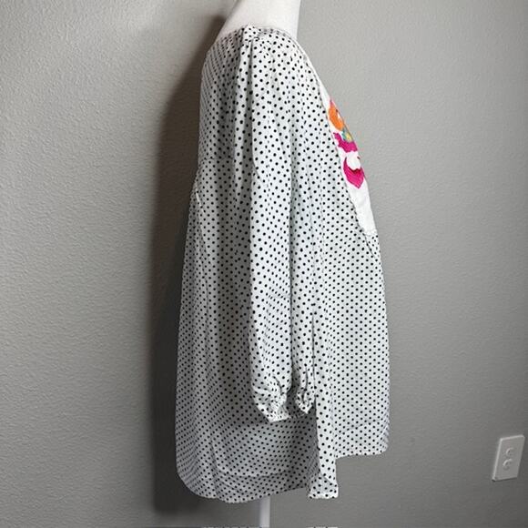 Savannah Jane Babydoll Floral Embroidered Dot Blouse Sz 1X - Picture 3 of 14